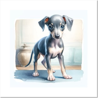 Watercolor Italian Greyhound Puppies - Cute Puppy Posters and Art